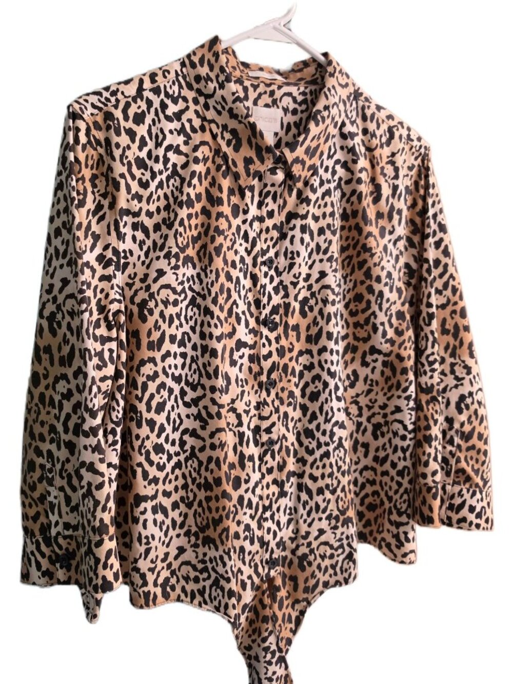 Chico's Mob Wife Cotton Leopard Print Blouse Size 3 / XL 16